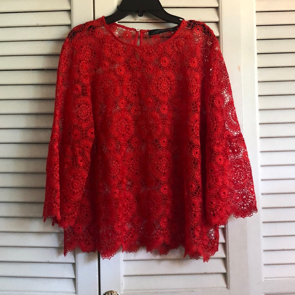 Zara Crochet Top in red